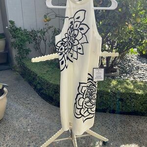 Trina Turk Ivory Dress with Black Floral Accents